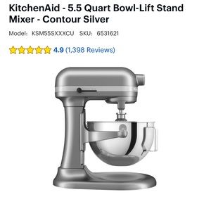 Silver KitchenAid stand mixer